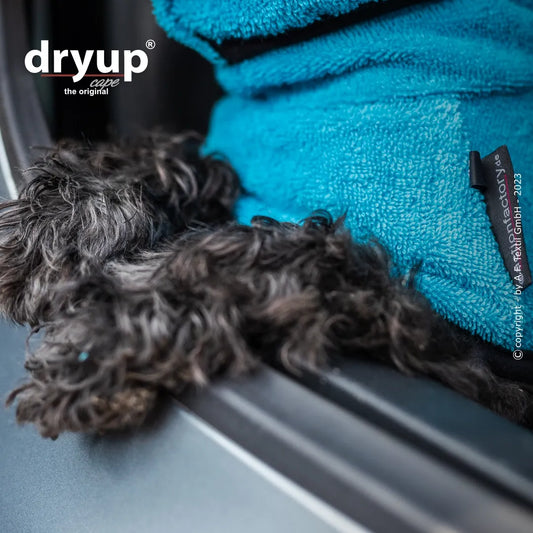 dryup® Cape Mini Hondenbadjas - Cyan 30 - 45 cm