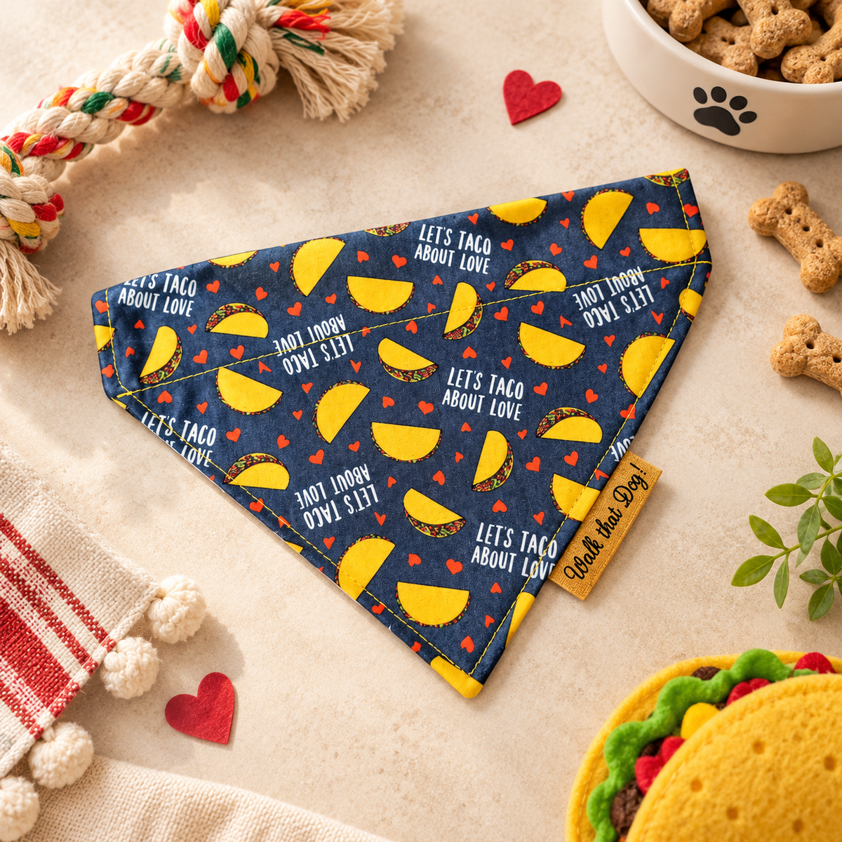 Walk That Dog Let’s Taco About Love – Hondenbandana