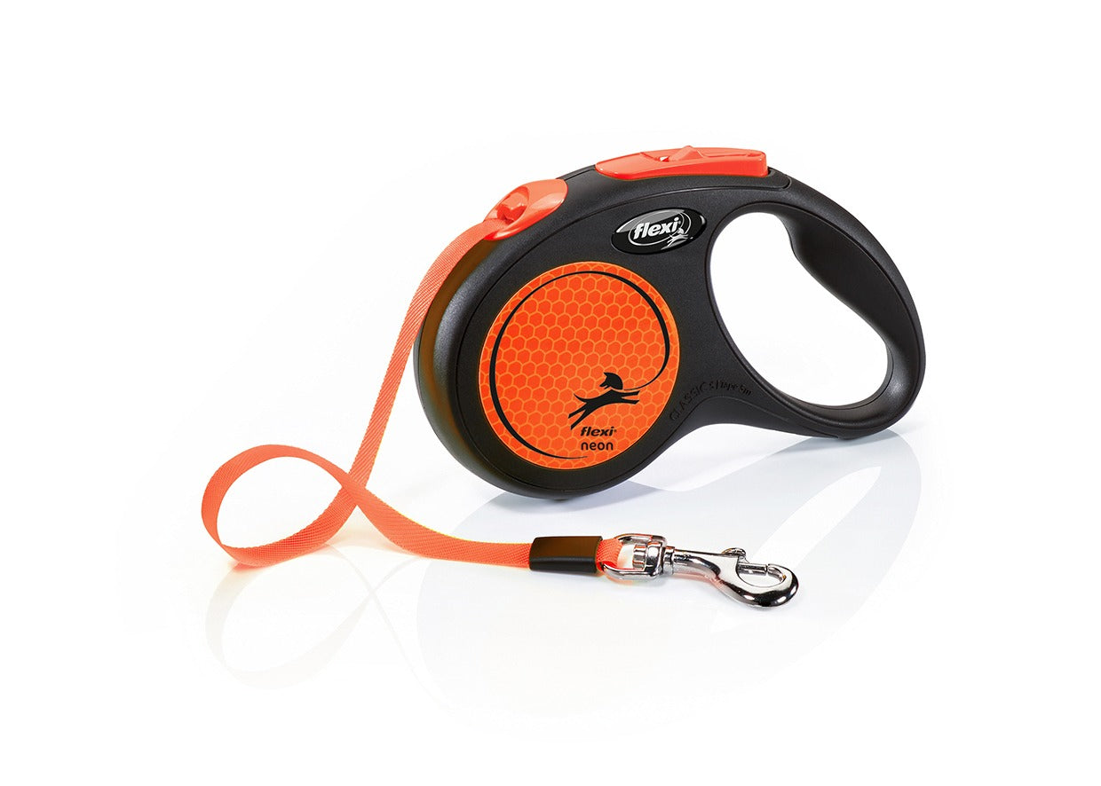 Flexi Neon L Tape 5 m rollijn neon-geel met reflecterende zijkanten voor honden tot 50 kg