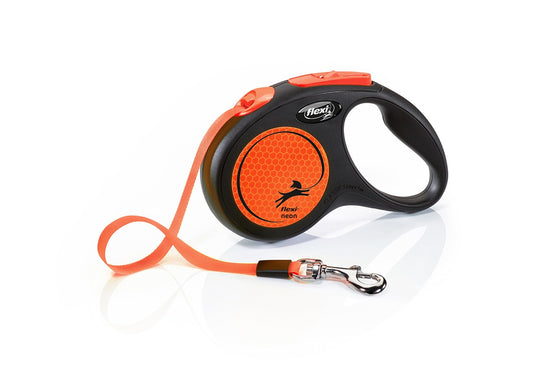 Flexi Neon L Tape 5 m rollijn neon-geel met reflecterende zijkanten voor honden tot 50 kg