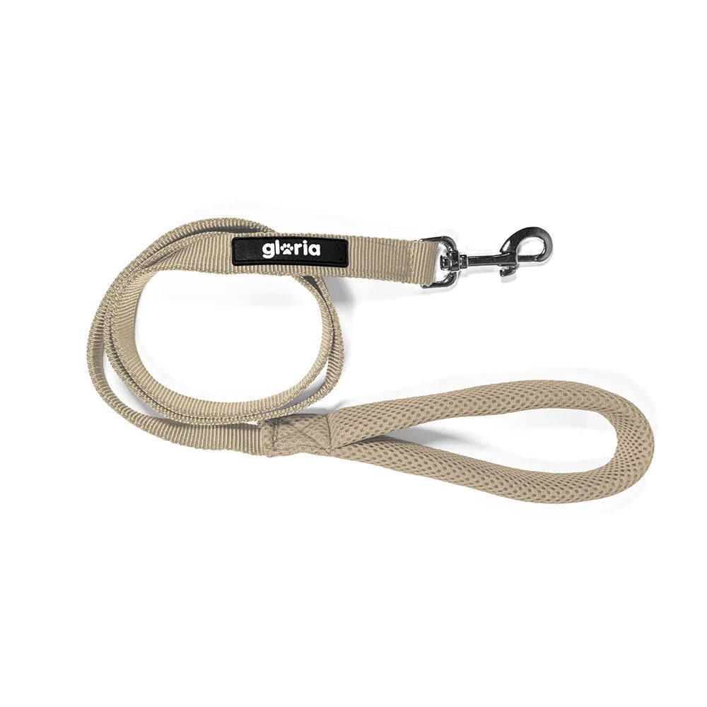 Gloria Air Mesh Trek Star hondenlijn beige met gevoerde handgreep op witte achtergrond