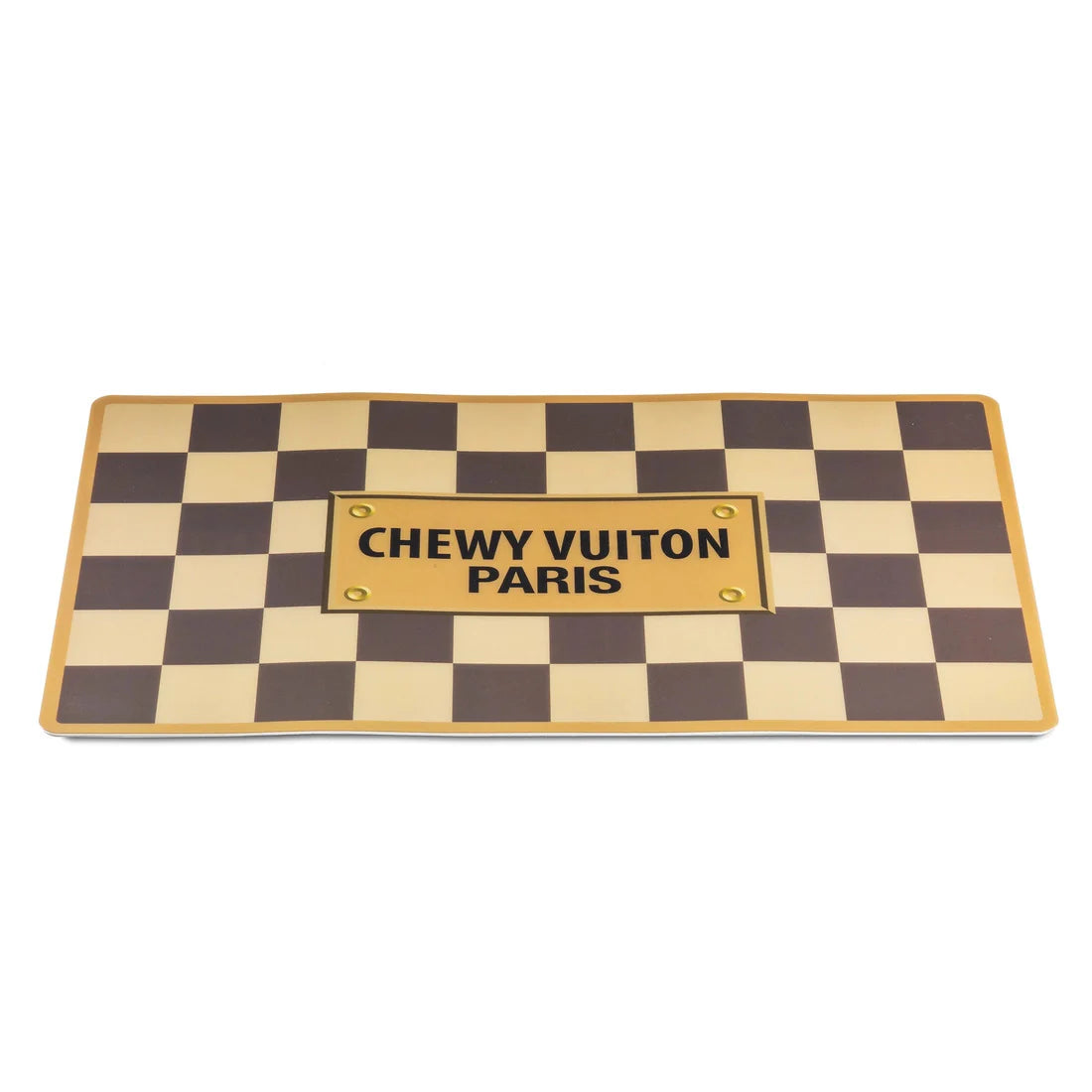 Checker Chewy Vuiton Placemat – Luxe Voerplaat in Ruitdessin