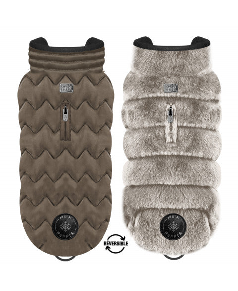 Milk & Pepper Leopold – Omkeerbare Hondenjas Taupe