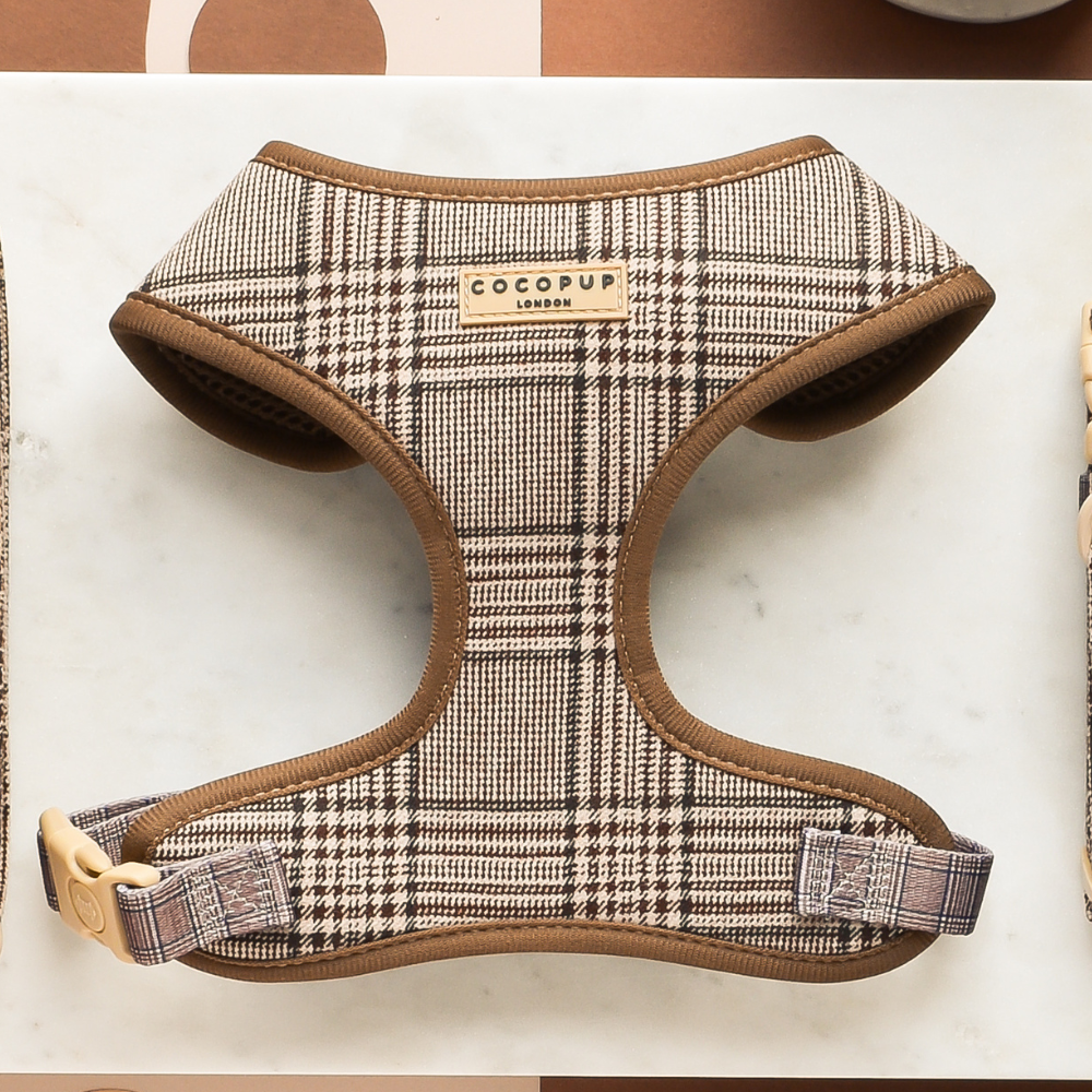 Cocopup Pup Plaid verstelbaar hondentuig met bruine ruit voor honden