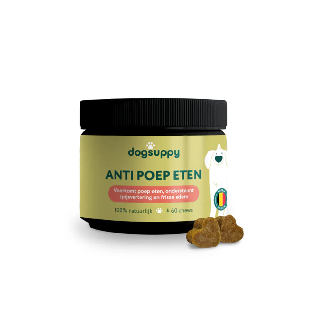 DogSuppy Anti Poep Eten chewies – supplement voor honden (60 stuks) ter ondersteuning bij coprofagie