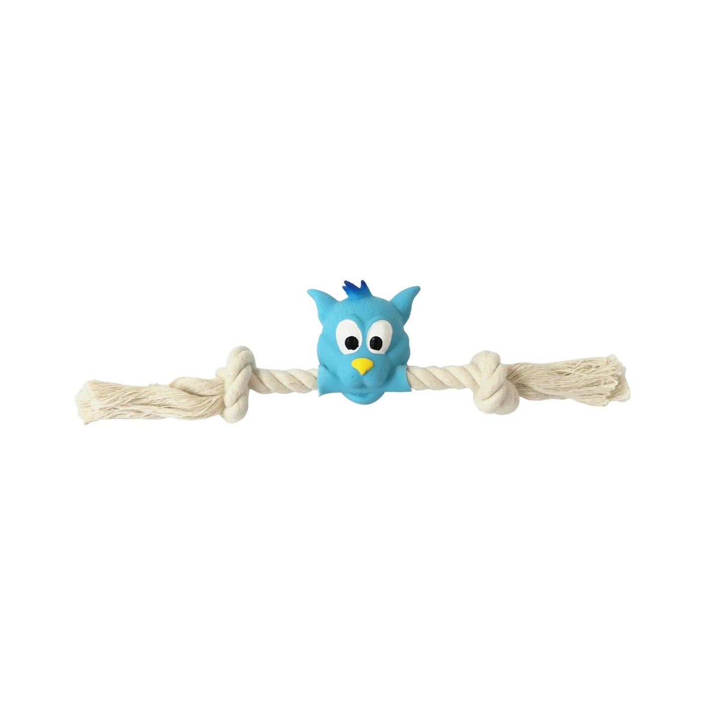 Quapas Puppy Speeltje Happy Cat met touw – trekspeeltje met katoenen touw voor pups en kleine honden (25 cm)