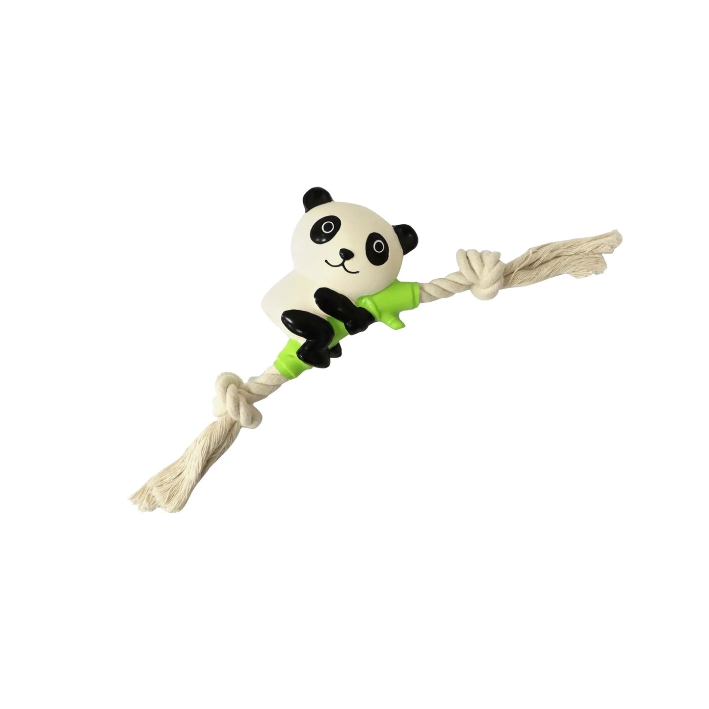 Quapas Puppy Speeltje Climbing Panda – vinyl hondenspeeltje met katoenen touw voor pups en kleine honden