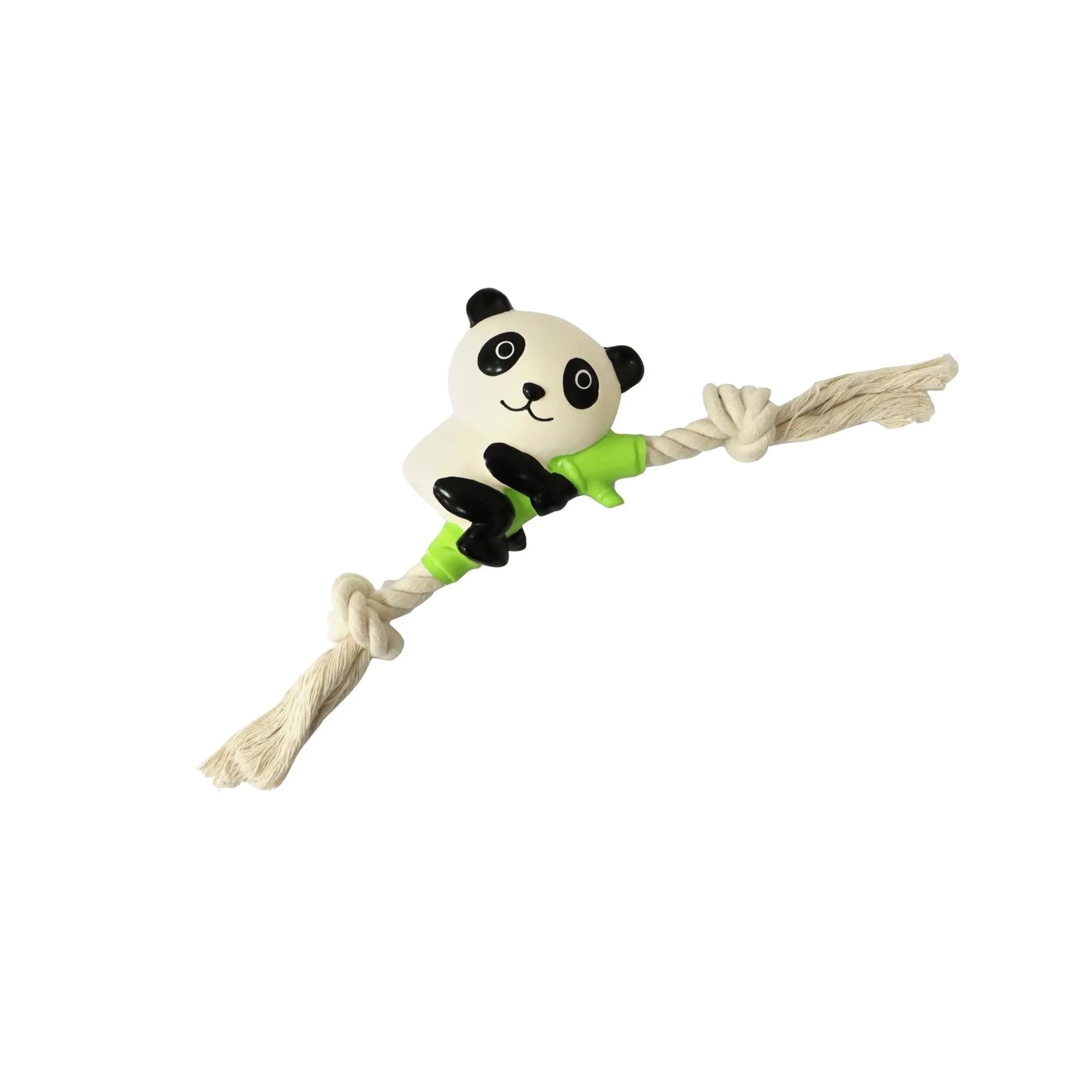 Quapas Puppy Speeltje Climbing Panda – vinyl hondenspeeltje met katoenen touw voor pups en kleine honden