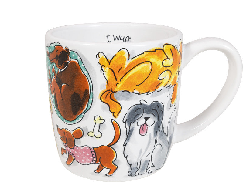 Blond Amsterdam Chunky Mug Dog 0,5L – Grote Cappuccinobeker met Honden & Tekst “I wuff you”