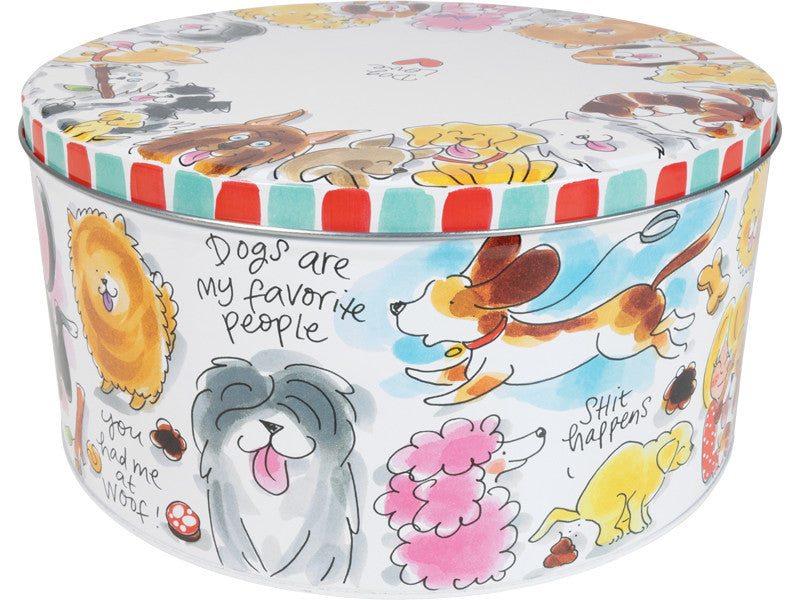 Blond Amsterdam Rond Bewaarblik Hond (24 cm) – Dier Collectie Koekblik met Hondenillustraties