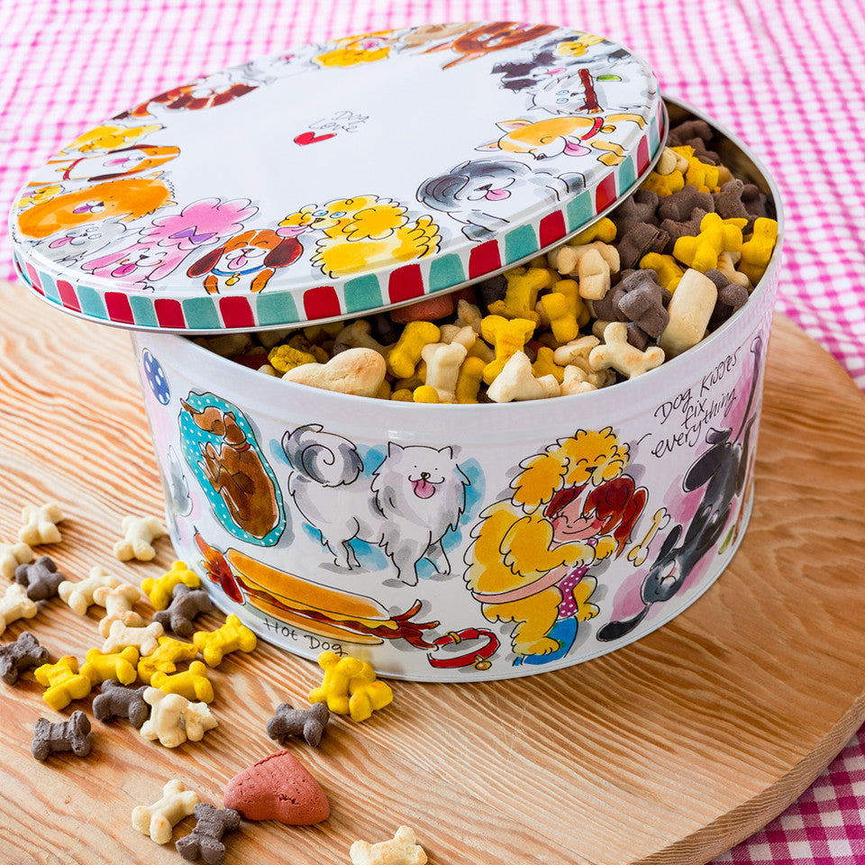 Blond Amsterdam Rond Bewaarblik Hond (24 cm) – Dier Collectie Koekblik met Hondenillustraties