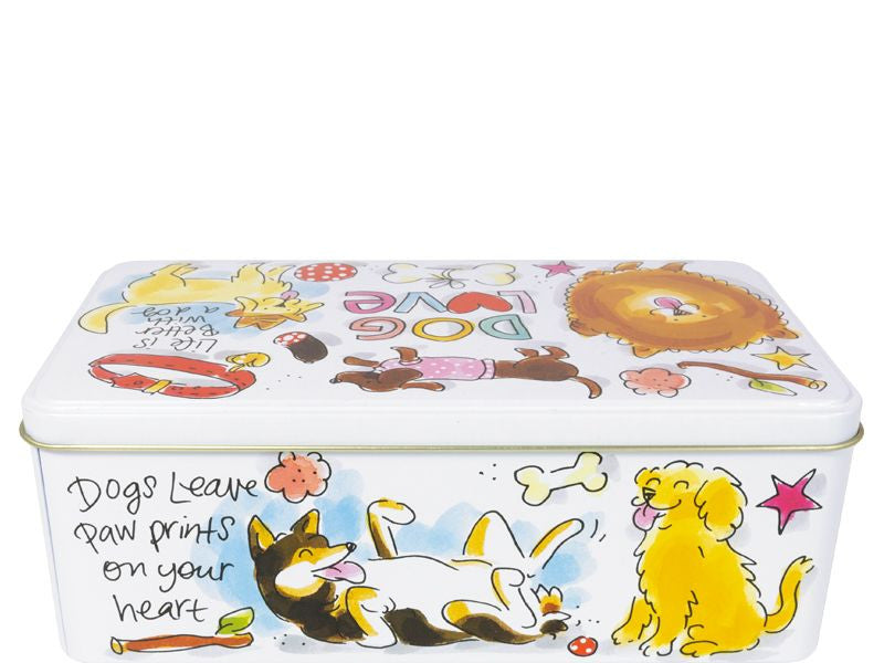 Blond Amsterdam Bewaarblik Dog Love Klein – Koekblik met Hondenillustraties (19,5 x 10,4 x 7 cm)