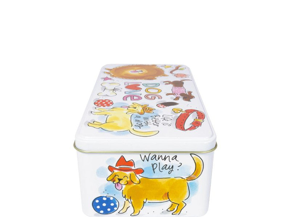 Blond Amsterdam Bewaarblik Dog Love Klein – Koekblik met Hondenillustraties (19,5 x 10,4 x 7 cm)
