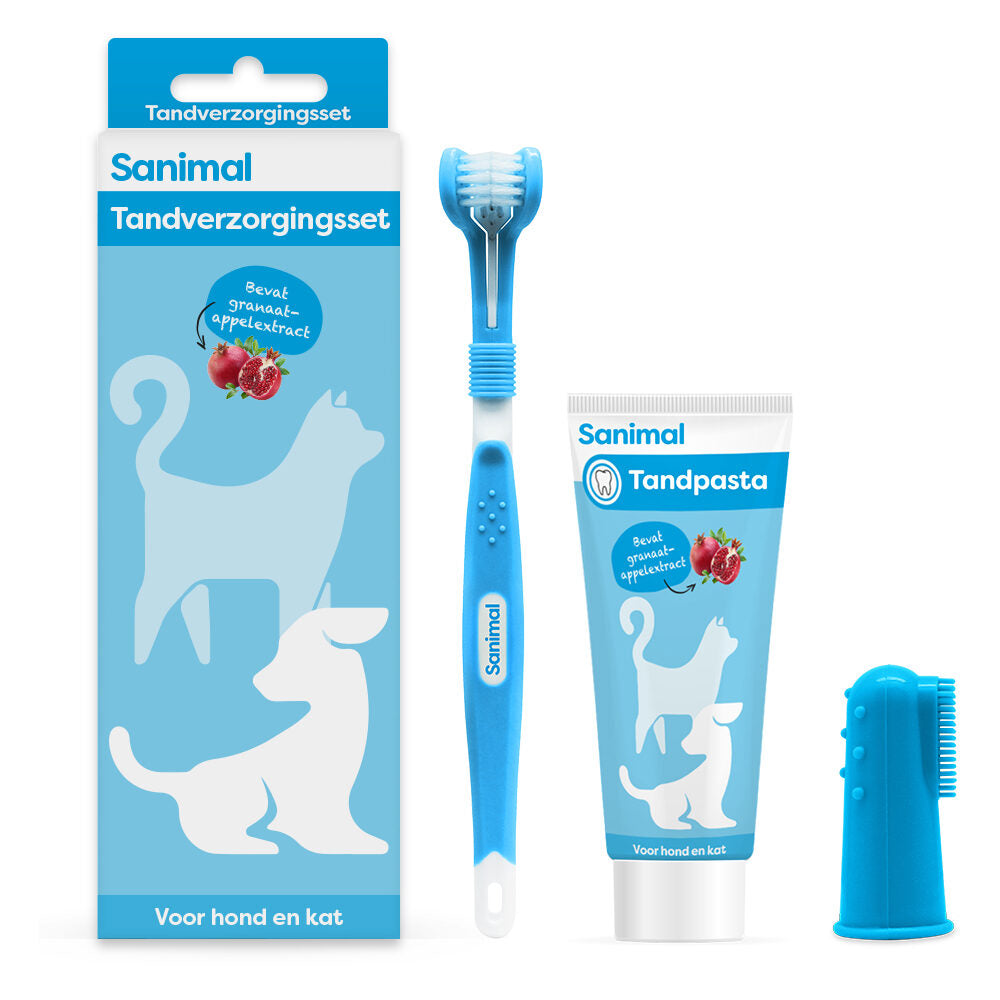 Sanimal tandverzorgingsset voor hond en kat productfoto