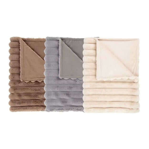 Scruffs Aspen Blanket honden-/kattenkleed 110x75 cm – pluche deken met fleece achterkant – kleur cream of taupe