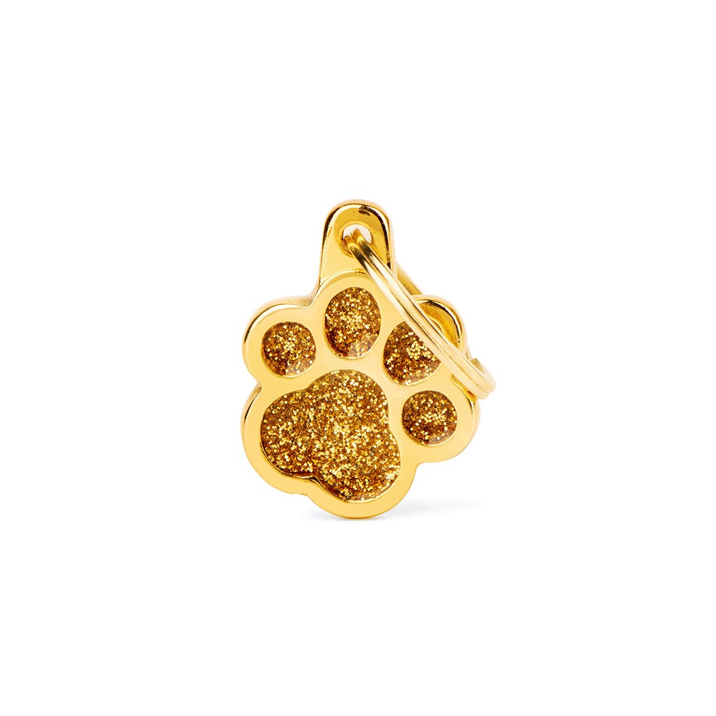My Family Hondenpenning Gold Glitter Paw | Gratis Gravure