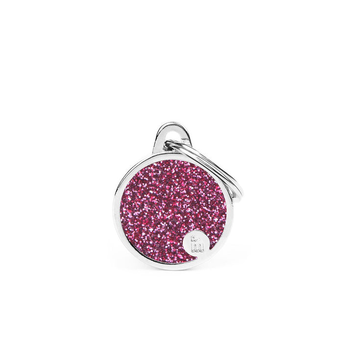 My Family Hondenpenning Small Pink Glitter Circle | Gratis Gravure