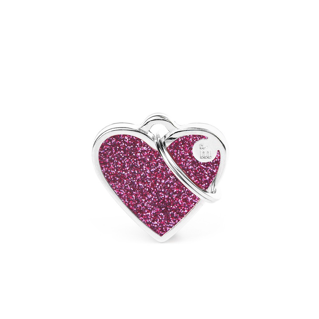 My Family Hondenpenning Small Pink Glitter Heart | Gratis Gravure