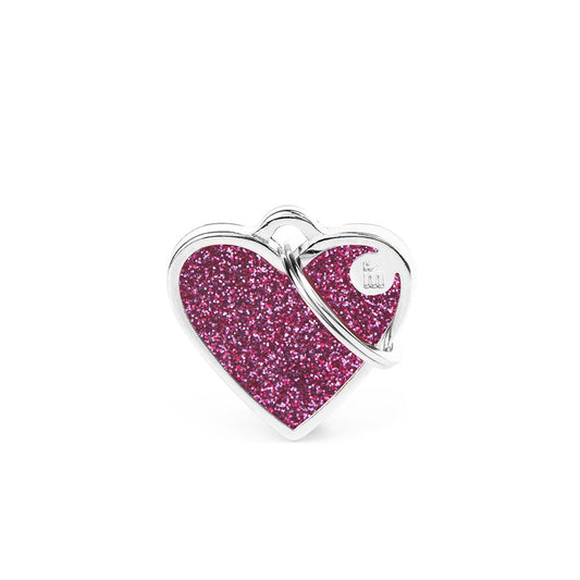 My Family Hondenpenning Small Pink Glitter Heart | Gratis Gravure
